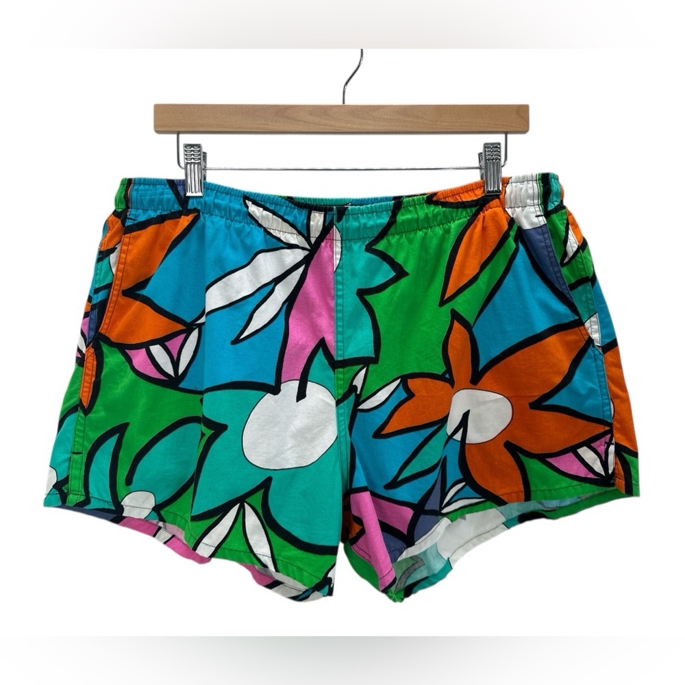 Original Jams World Surf Shorts 80s 90s Floral Neon Hawaiian Board Trunks XL